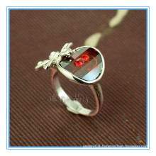 Fashion white gold backs red stone rings for women